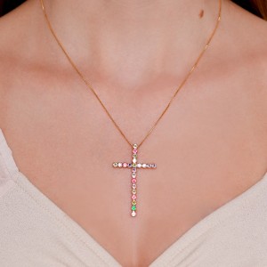 Colar Cruz com Zircônias