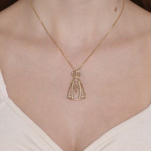 Colar Nossa Senhora Aparecida Vazado com Zircônias