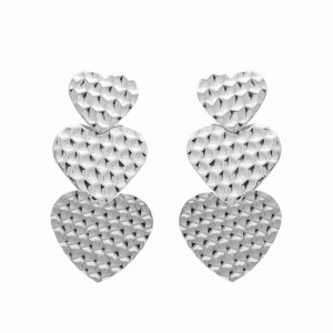 Brinco Três Corações Texturizados