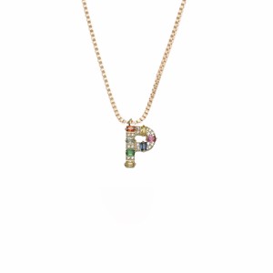 Colar Letra P com Zircônias Coloridas