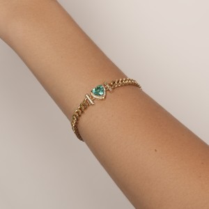 Pulseira Grumet Coração Cravejado