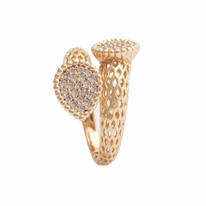 Anel Regulável Gotas Cravejadas