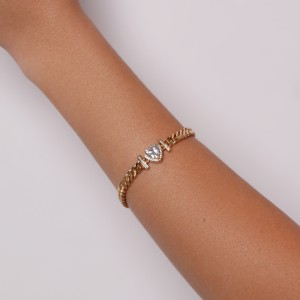 Pulseira Grumet Coração Cravejado