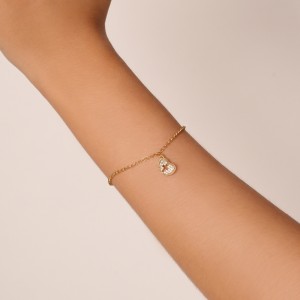 Pulseira Coração Cruz Cravejado