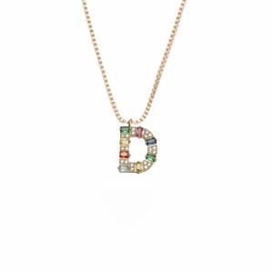 Colar Letra D com Zircônias Coloridas