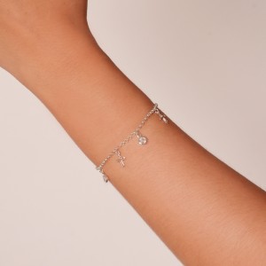 Pulseira Cruz com Bolinhas Cravejadas Infantil