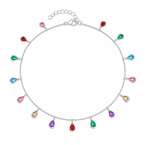 Colar Elo Bolinha com Zircônia Gota