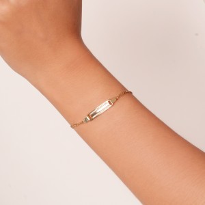 Pulseira Plaquinha Cravejada Infantil