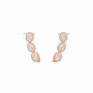 Brinco Ear Cuff Pedras Ovais