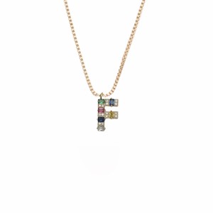 Colar Letra F com Zircônias Coloridas