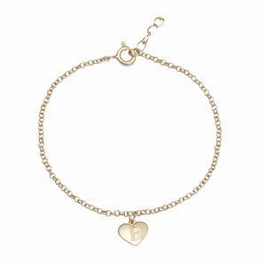 Pulseira Coração  Letra F