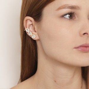Brinco Ear Cuff Pedras Ovais